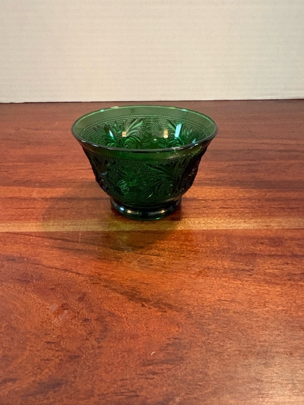 Vintage Anchor Hocking Sandwich Forest Green Glass Custard Cup One Only